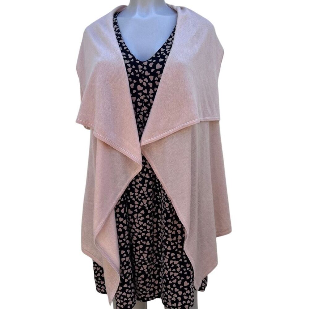 NWOT New York And Company Cardigan Women's Medium Pink Knit Drape Open Front